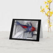 Gruß-Karte Koi Karpfen-(Buntglas-Art) Karte (Gelbe Blume)
