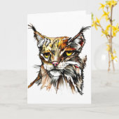 Gruß-Karte: Linx wildes Katzen-Zeichnen Karte (Gelbe Blume)