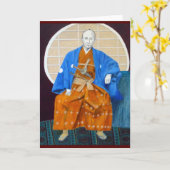 Gruß-Karte mit Samurai-Krieger orig. Kunst Karte (Gelbe Blume)