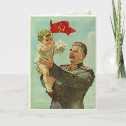 Gruß-Karte mit Vintagem Stalin-Propaganda-Druck Karte (Vorderseite)