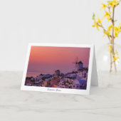 Gruß-Karte - Santorini Sonnenuntergang, Karte (Gelbe Blume)
