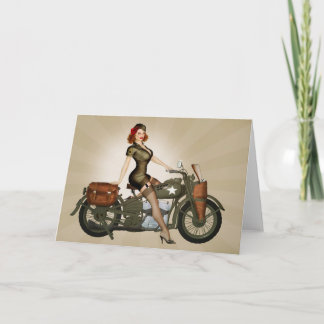 Gruß-Karte Sergeant-Davidson Army Motorcycle Pinup Karte