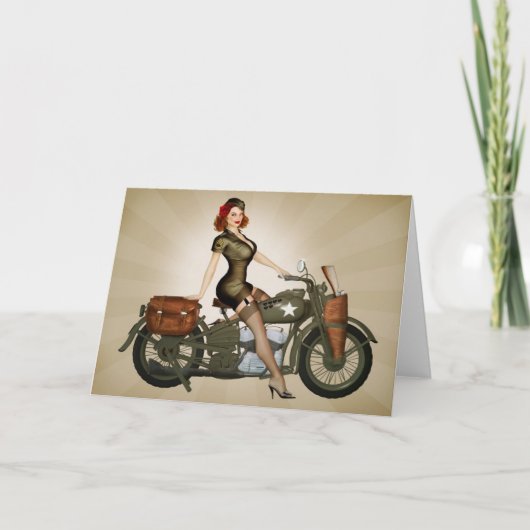 Gruß-Karte Sergeant-Davidson Motorcycle Pinup Karte (Vorderseite)