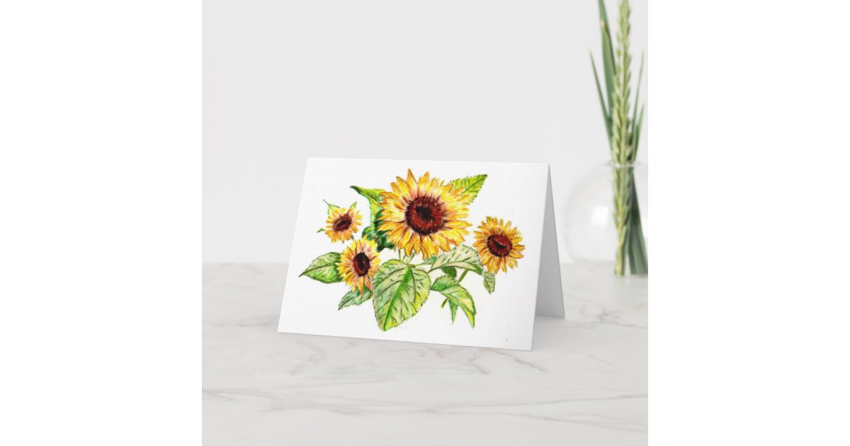 Gruss Karte Sonnenblume Blumenstrauss Zeichnen Karte Zazzle De