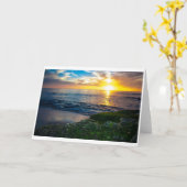 Gruß-Karte - Windansea Sonnenuntergang-Aussicht Karte (Gelbe Blume)