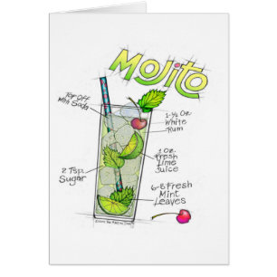 GRUSS-KARTEN - MOJITO REZEPT-COCKTAIL-KUNST