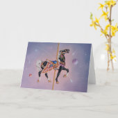 Gruß-Karten - Petaluma Karussell-Pferd 2 Karte (Gelbe Blume)