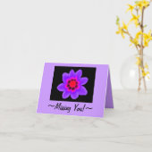 Gruß oder Miss You Card ~ Lila Fantasiekosmos Karte (Gelbe Blume)