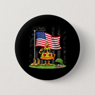 Gruß Pizza Amerikanisch USA-Flagge Memorial Day 4. Button