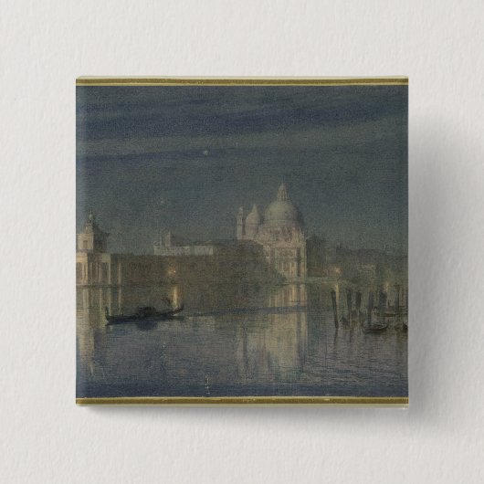 Gruß Santas Maria Della, Venedig, Mondschein, 1863 Button (Vorderseite)