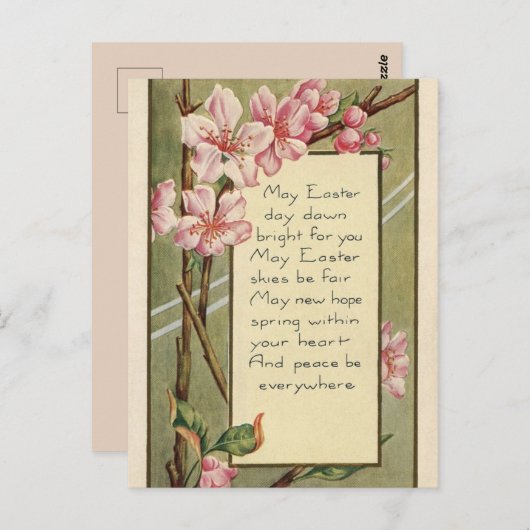 Gruß Vintager Osterblüten Postkarte (Vorne/Hinten)