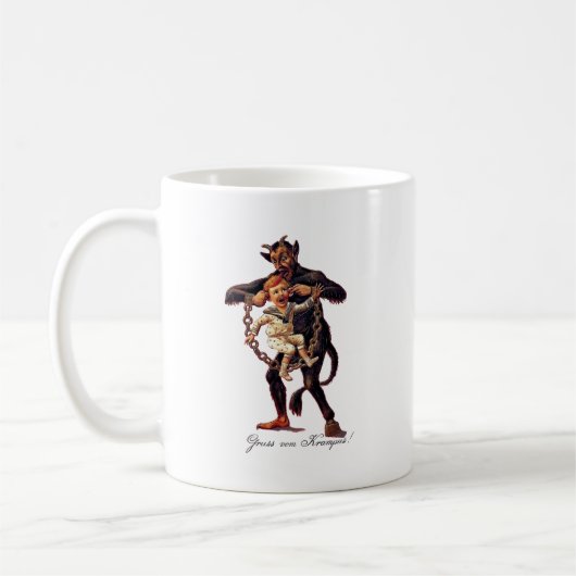 Gruss vom (Grüße von) Krampus Kaffeetasse (Links)