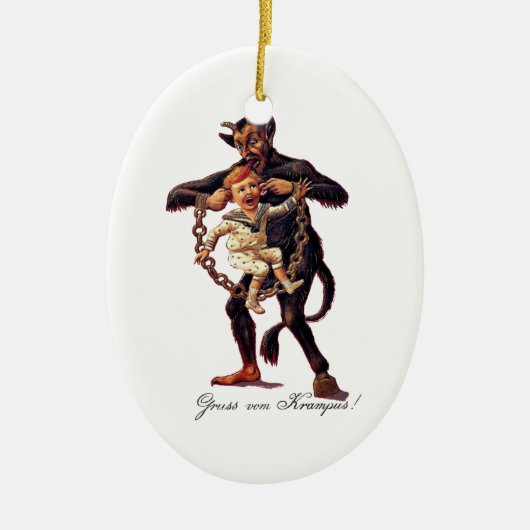 Gruss vom (Grüße von) Krampus Keramikornament (Vorne)