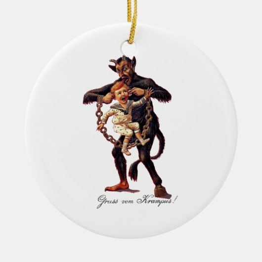 Gruss vom (Grüße von) Krampus Keramikornament (Vorne)