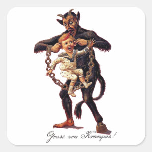 Gruss vom (Grüße von) Krampus Quadratischer Aufkleber