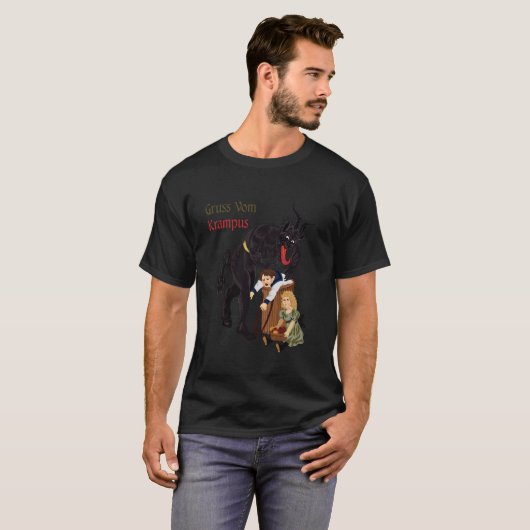 Gruss Vom Krampus Germanischer Weihnachtsdemo T-Shirt (Vorne ganz)