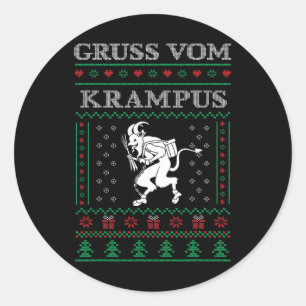 Gruss Vom Krampus Goth Ugly Christmas Sweater Kram Runder Aufkleber