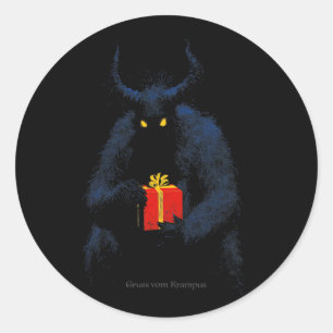 Gruss Vom Krampus Horns Weihnachten Vintag Runder Aufkleber