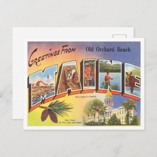 Gruß vom Old Orchard Beach, Mainreise Postkarte (Vorne/Hinten)