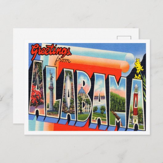 Gruß von Alabama Vintage Travel Postkarte (Vorne/Hinten)