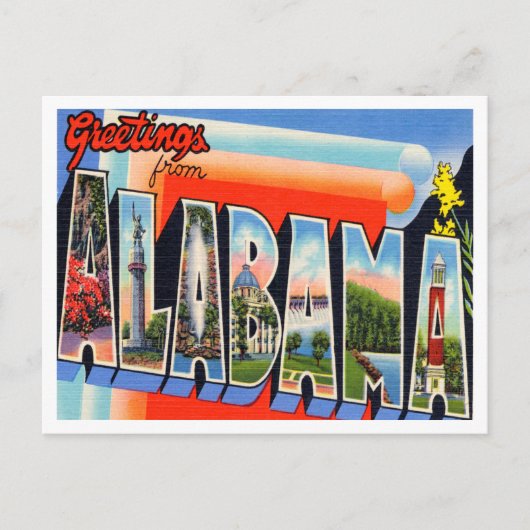 Gruß von Alabama Vintage Travel Postkarte (Vorderseite)