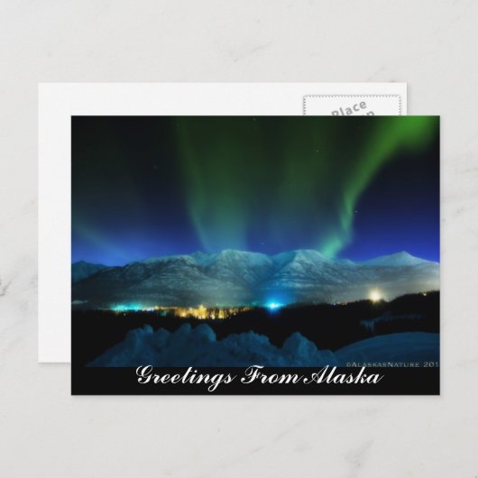 Gruß von Alaska Aurora Postcard Postkarte (Vorne/Hinten)