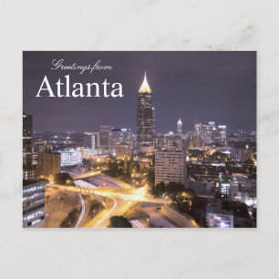 Gruß von Atlanta Georgia Skyline Postcard Postkarte