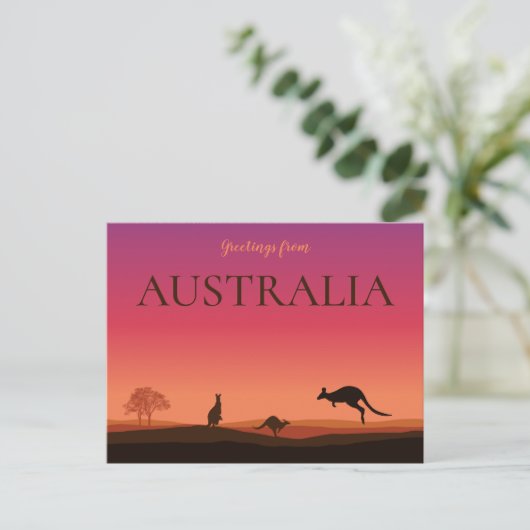 Gruß von Austrailia Postcard Kangaroos Postkarte (Stehend Vorderseite)