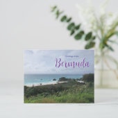 Gruß von Bermuda Landschaftlich Postcard Beach Postkarte (Stehend Vorderseite)