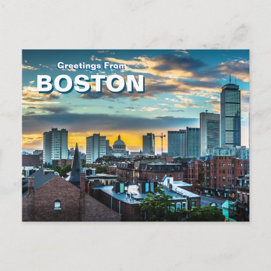 Gruß von Boston City Skyline Postcard Postkarte (Vorderseite)
