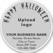 Gruß von Business Halloween auf Grey Round Vinyl Aufkleber (Vorderseite)