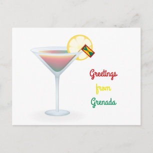 Gruß von Grenada Cocktail Ferienkarte Feiertagspostkarte