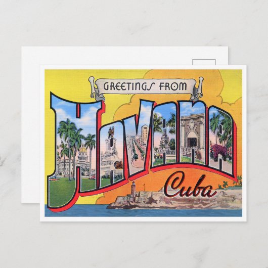 Gruß von Havanna Vintage Reise Postkarte (Vorne/Hinten)