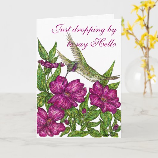 Gruß von Hummingbird Karte (Gelbe Blume)