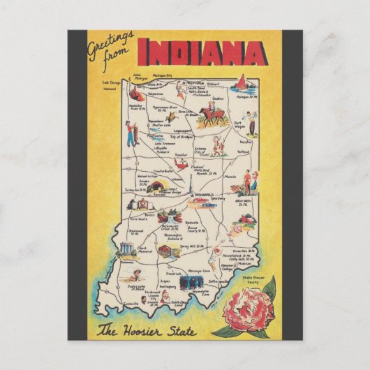 Gruß von Indiana Vintage Postkarte (Vorderseite)