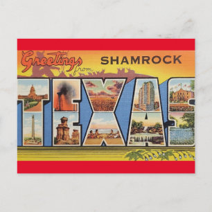Gruß von Kleeblatt Texas Vintage Travel Postkarte