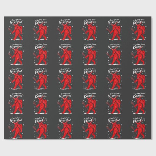Gruß von Krampus Xmas Weihnachten Geschenkpapier (Flach)