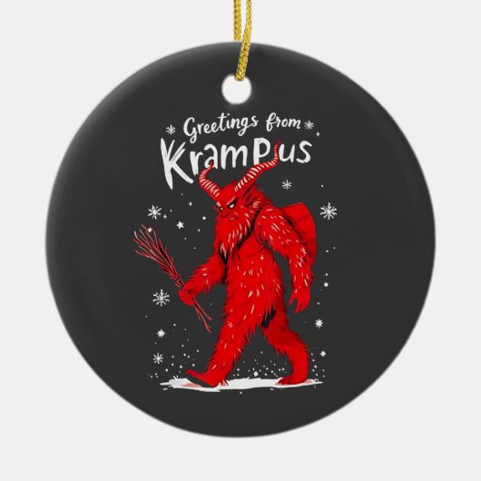 Gruß von Krampus Xmas Weihnachten Keramik Ornament (Vorne)