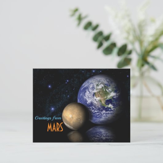 Gruß von Mars auf die Erde Postkarte (Stehend Vorderseite)