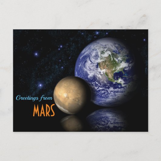 Gruß von Mars auf die Erde Postkarte (Vorderseite)