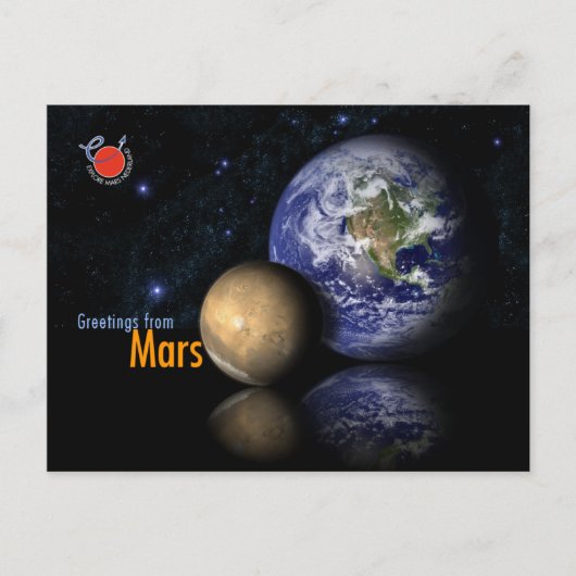 Gruß von Mars auf die Erde Postkarte (Vorderseite)