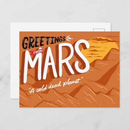 Gruß von Mars Space Travel Spaß Postkarte (Vorne/Hinten)