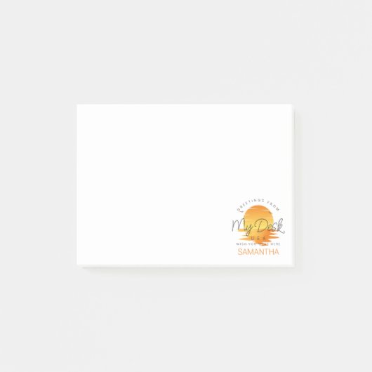 Gruß von meinem Schreibtisch aus Sonnenuntergang a Post-it Klebezettel (Vorderseite)