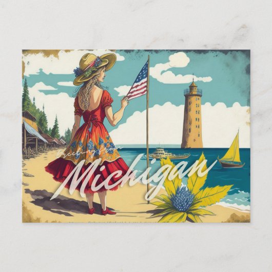 Gruß von Michigan Postkarte (Vorderseite)