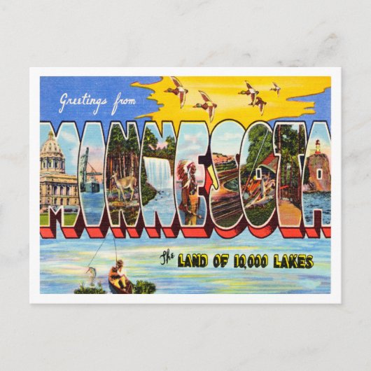 Gruß von Minnesota Vintage Travel Postkarte (Vorderseite)
