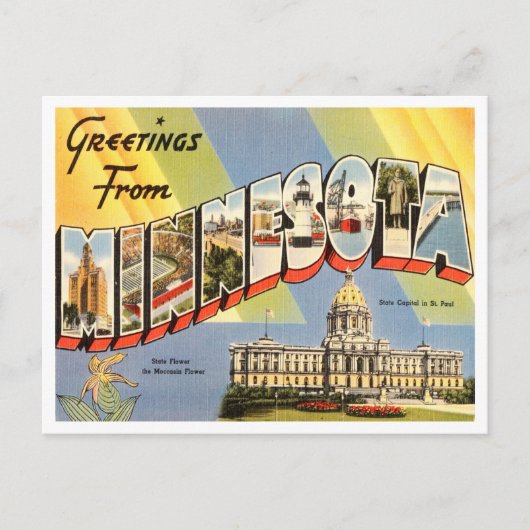 Gruß von Minnesota Vintage Travel Postkarte (Vorderseite)