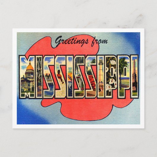 Gruß von Mississippi Vintage Travel Postkarte (Vorderseite)