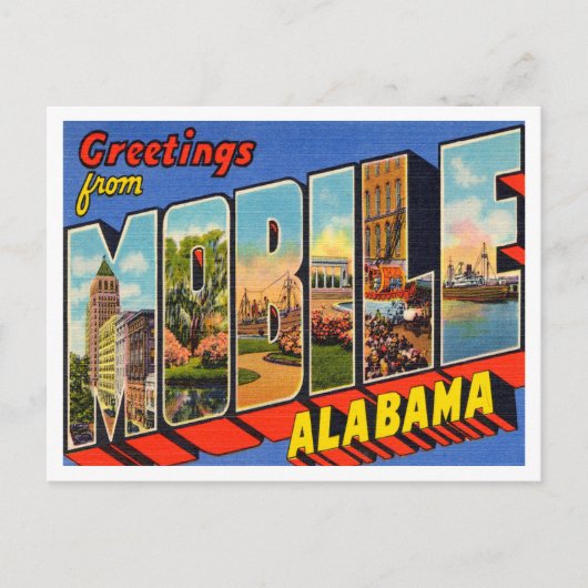 Gruß von Mobile, Alabama Vintage Travel Postkarte (Vorderseite)