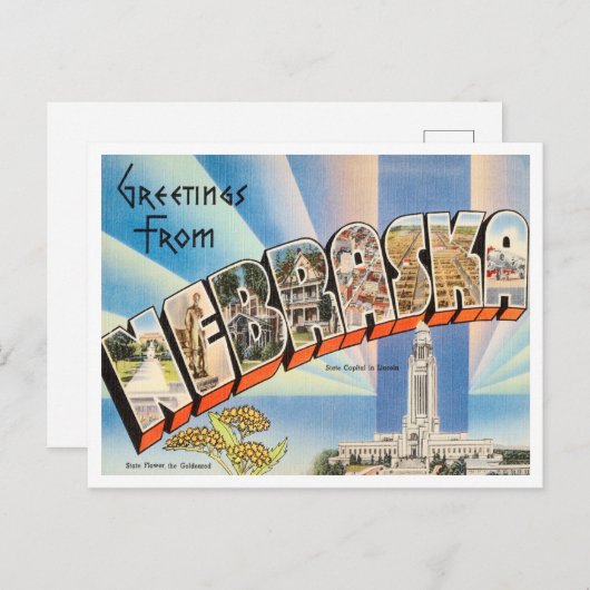 Gruß von Nebraska Vintage Travel Postkarte (Vorne/Hinten)