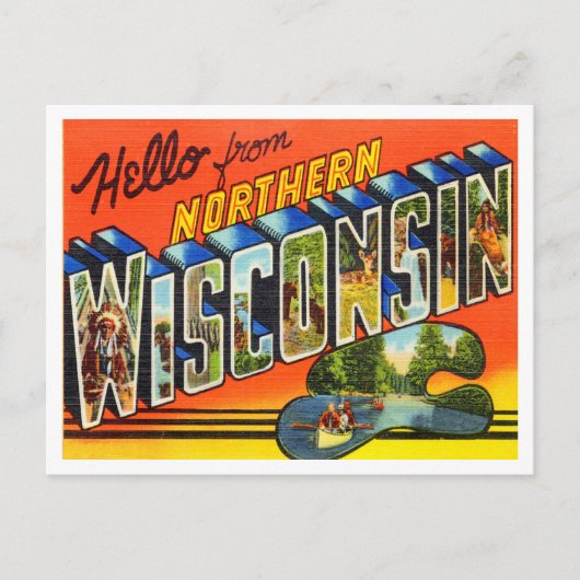 Gruß von Northern Wisconsin Vintage Travel Postkarte (Vorderseite)